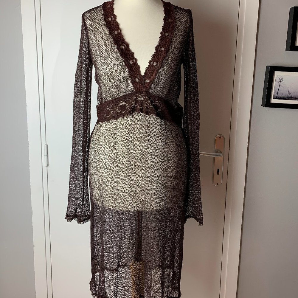 Betsey Johnson Brown  lace nightgown (S)  - FL-DR-046